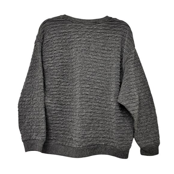 Zara Trafaluc Gray Textured Knit Pullover Sweatshirt Women’s Small Comfy Fall - Picture 6 of 6